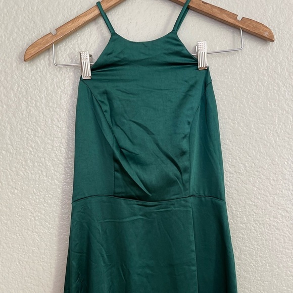 NWOT Make it Elegant Emerald Green Satin Strappy Maxi Dress - Picture 4 of 9